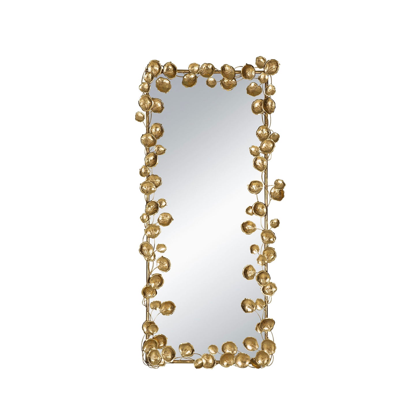 Full Length Mirror With en Leaf Accents, Floor Miiror For Living Room Bedroom - Gold