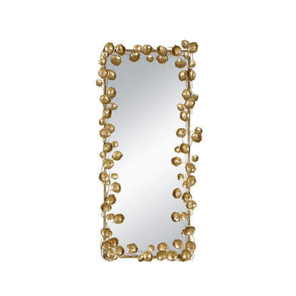 Full Length Mirror With en Leaf Accents, Floor Miiror For Living Room Bedroom - Gold