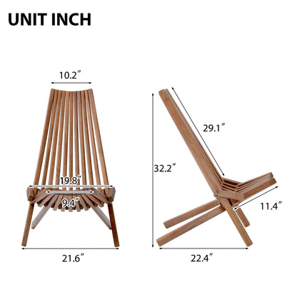 Folding Wood Chair, Portable Solid Wood Seating For Indoor Or Outdoor Use - Natural