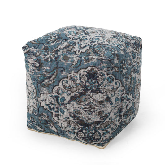 Anita - Square Pouf Ottoman And Floor Cushion - Blue