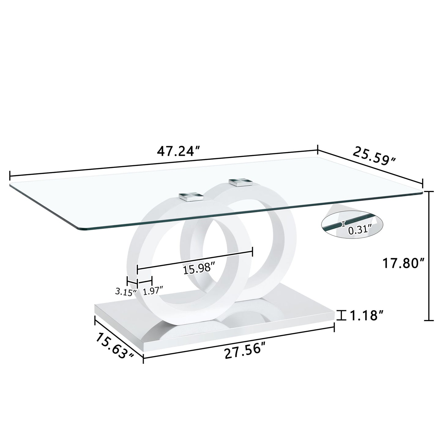 Contemporary Style Glass Top Coffee Table
