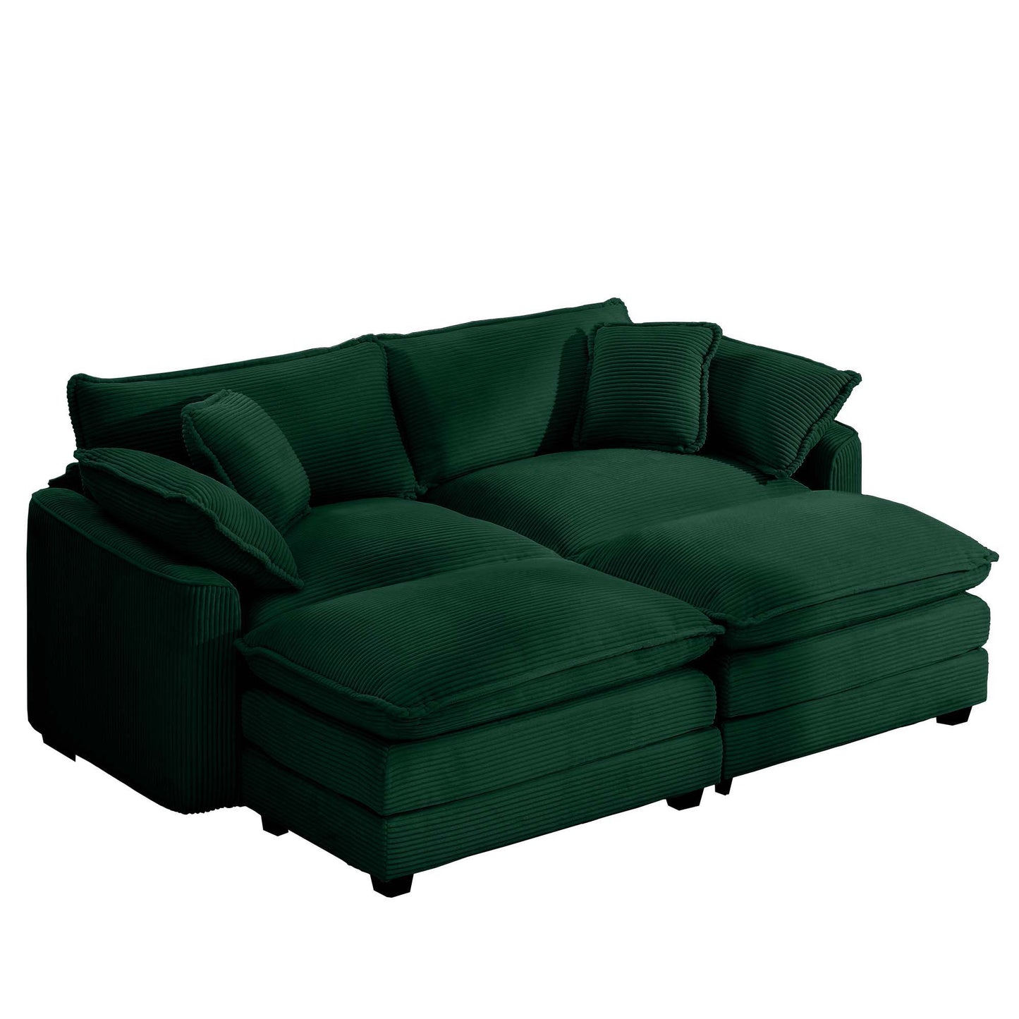 Modern Oversized Modular Cushion Sofa With Ottoman, Low Back, Deep Seating Sofa Set