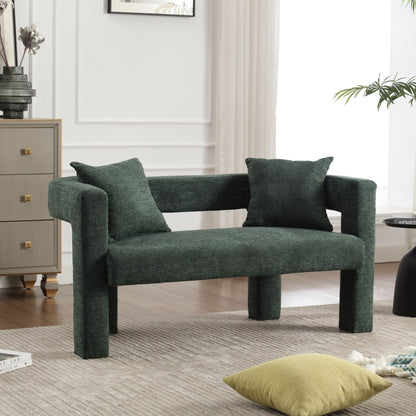 Modern Chenille Loveseat Sofa, Comfy Upholstered 2 Seater