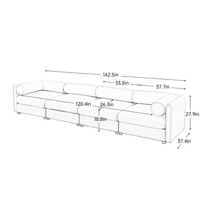 Stylish Chenille Sofa With Storage Seat And Cylindrical Backrest