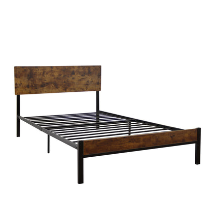 Modern Twin Size Metal Bed Frame Sturdy System Metal & Wood - Black