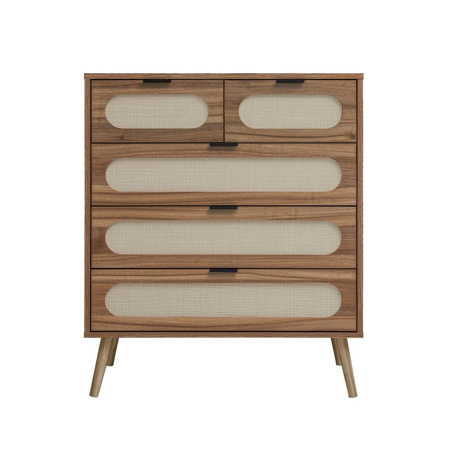 Modern 5 Drawer Accent Storage Cabinet For Living Room, Bedroom, Dining Room, Or Study - Walnut