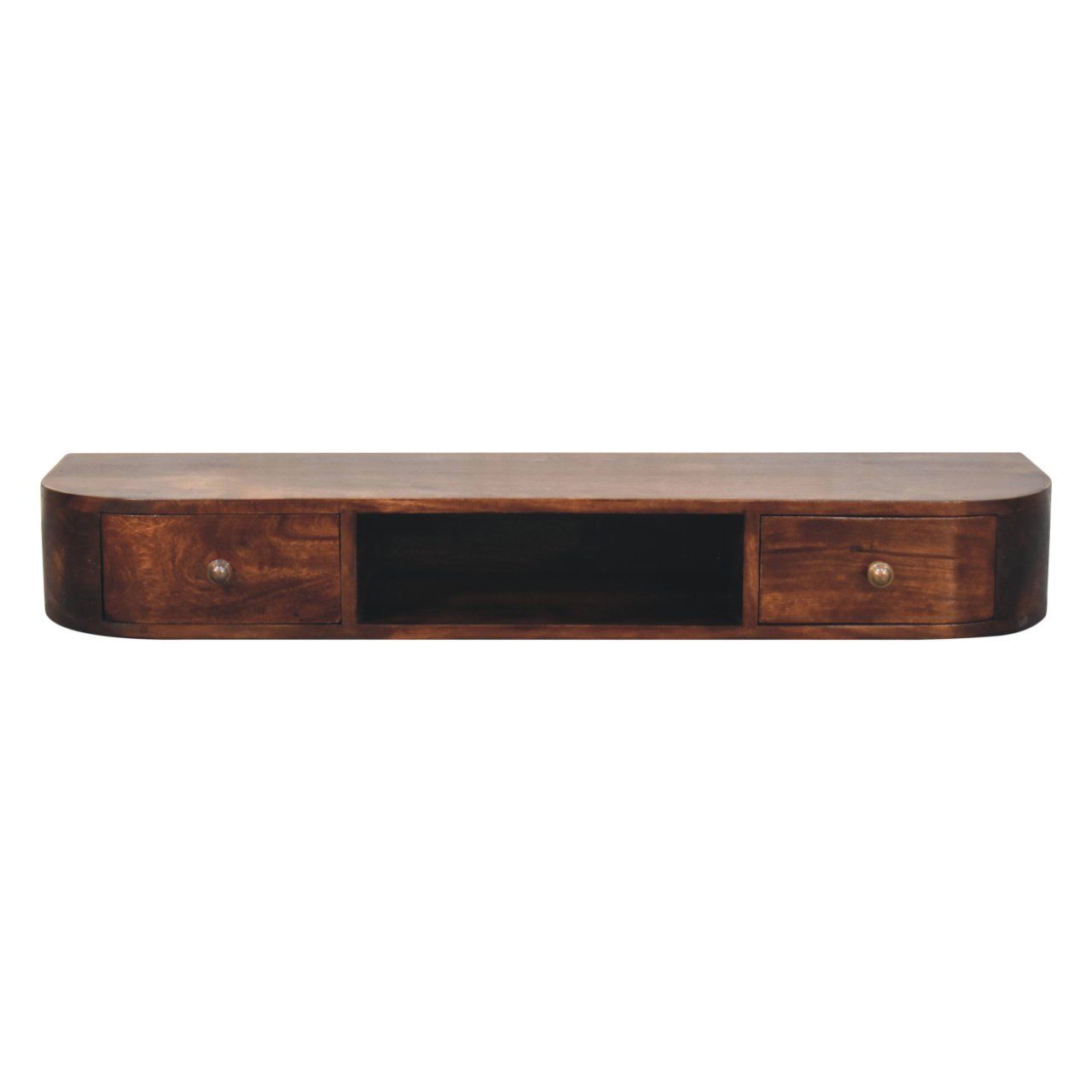 Lunar - Floating Console With 2 Drawer - Chestnut