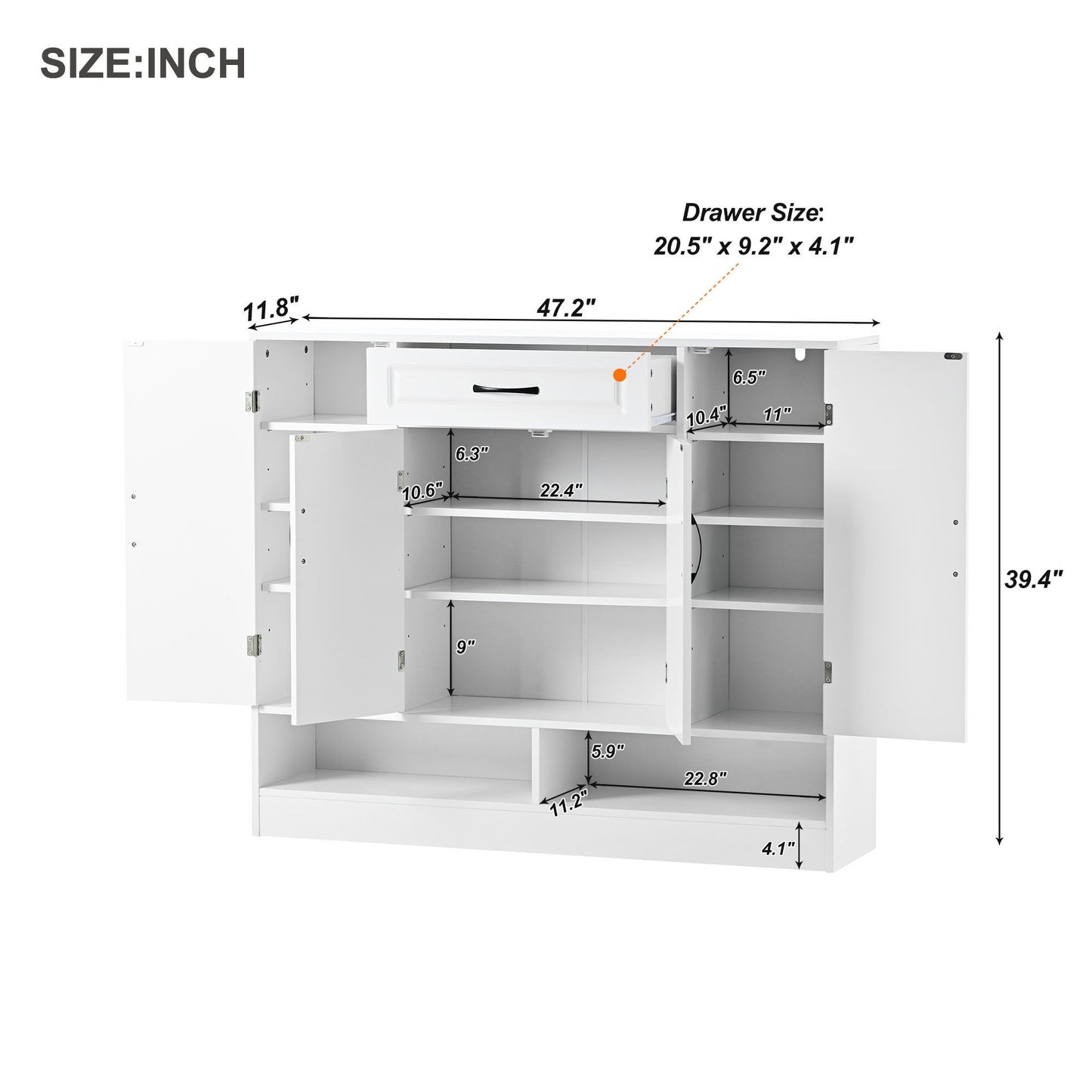 Sleek And Modern Shoe Cabinet With Adjustable Shelves, Space Saving Design