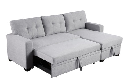 Upholstered Pull Out Sectional Sofa With Chaise