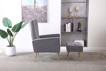 Modern Accent Chair With Ottoman, Comfy Armchair For Living Room