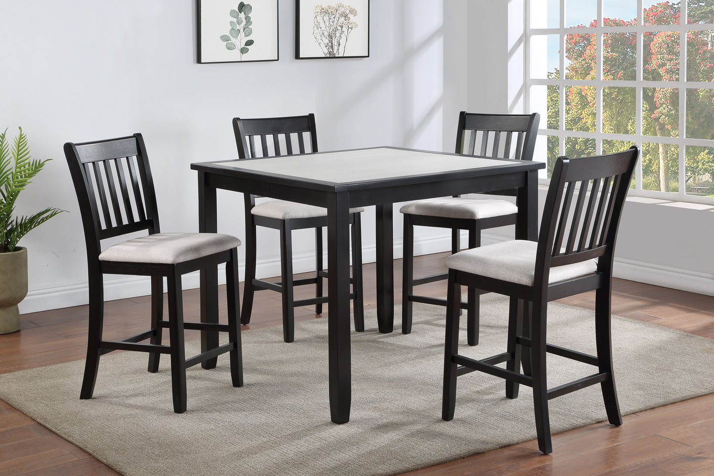 Salvador - 5 Piece Counter Height Set - Charcoal / White
