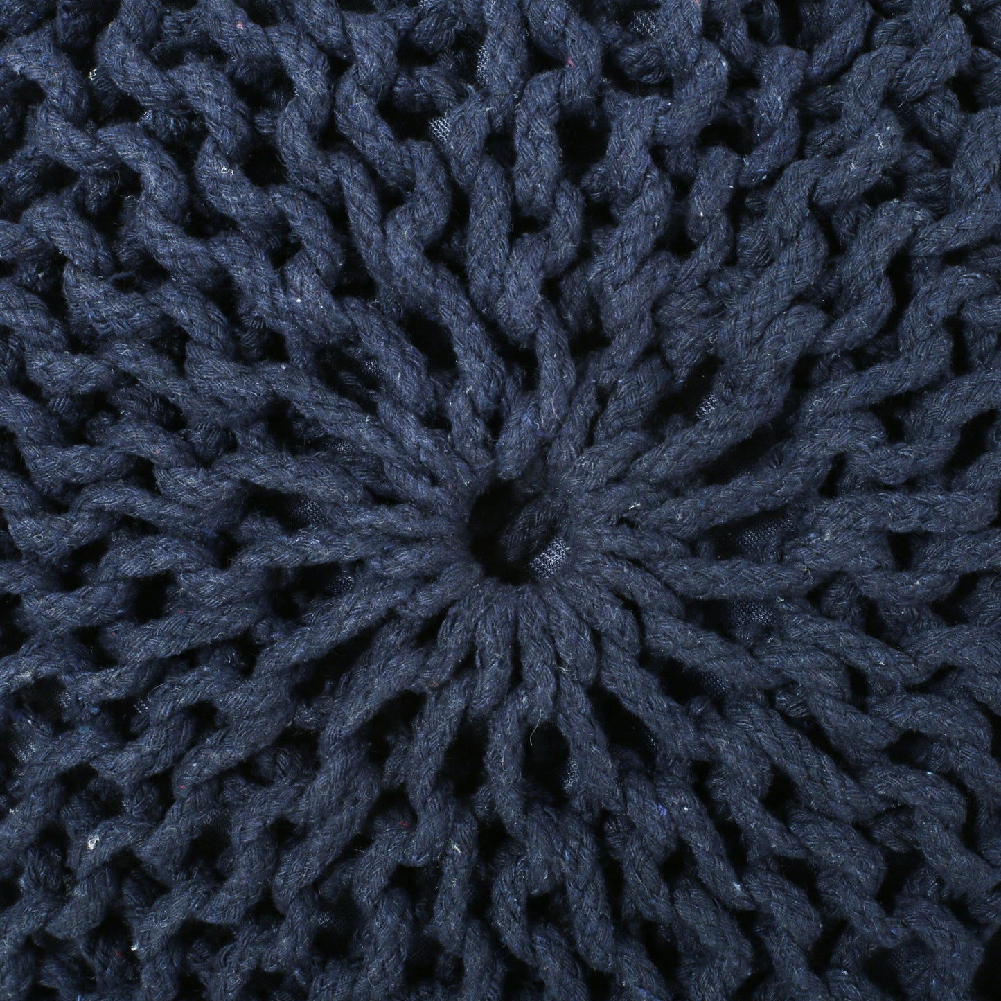 Bordeaux - Knitted Cotton Round Pouf Ottoman, Floor Cushion