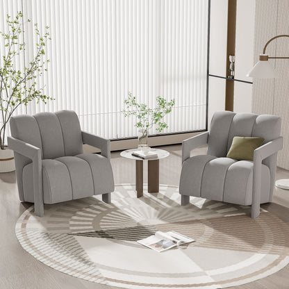 Modern Minimalist Leisure Armchair With L Shaped Armrests