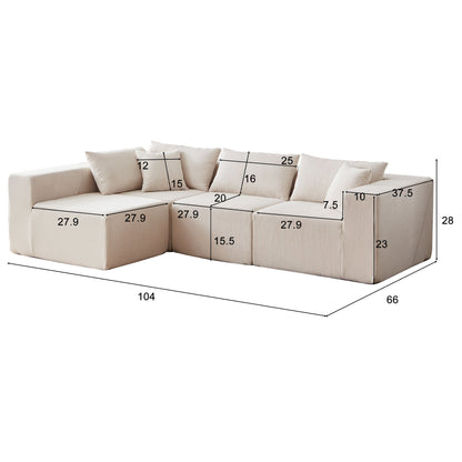 Modular L Shaped Sectional Compressed Sofa, Free Combination