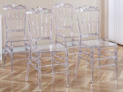 Dining Chair With Plastic Seat, Welding Chair (Set of 4) - Transparent