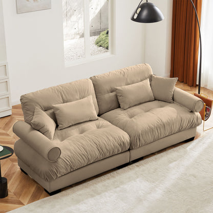 Modern Oversize Sofa With Cloud Like Comfort, Featuring Waist And Throw Pillows