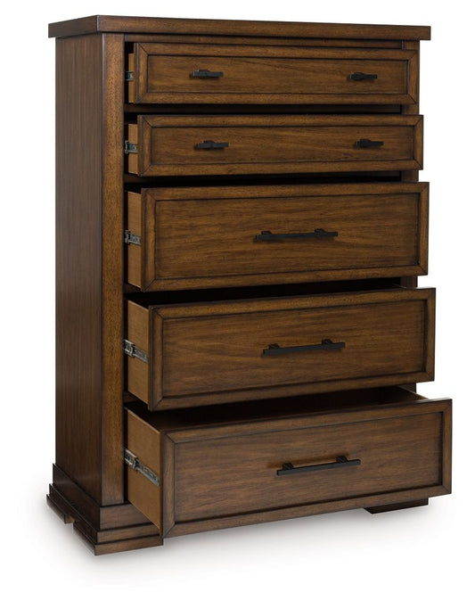 Taffenbrook - Five Drawer Chest - Medium Brown