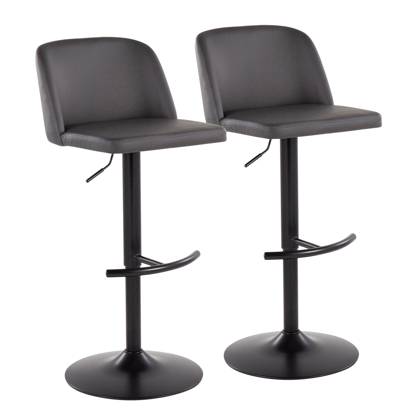 Toriano - Contemporary Adjustable Bar Stool With Rounded T Footrest (Set of 2)