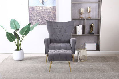Modern Accent Chair With Ottoman, Comfy Armchair For Living Room