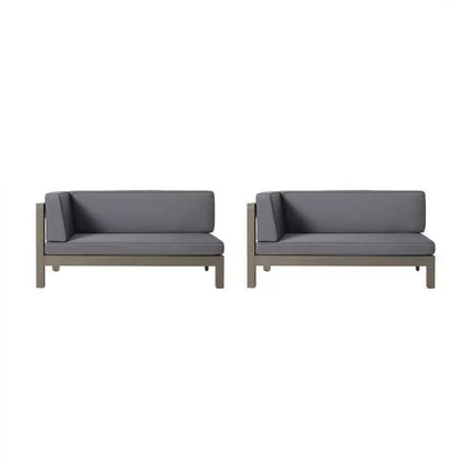 Aura - 2 Piece Outdoor Set With X Back Left Bench And Corner - Dark Gray