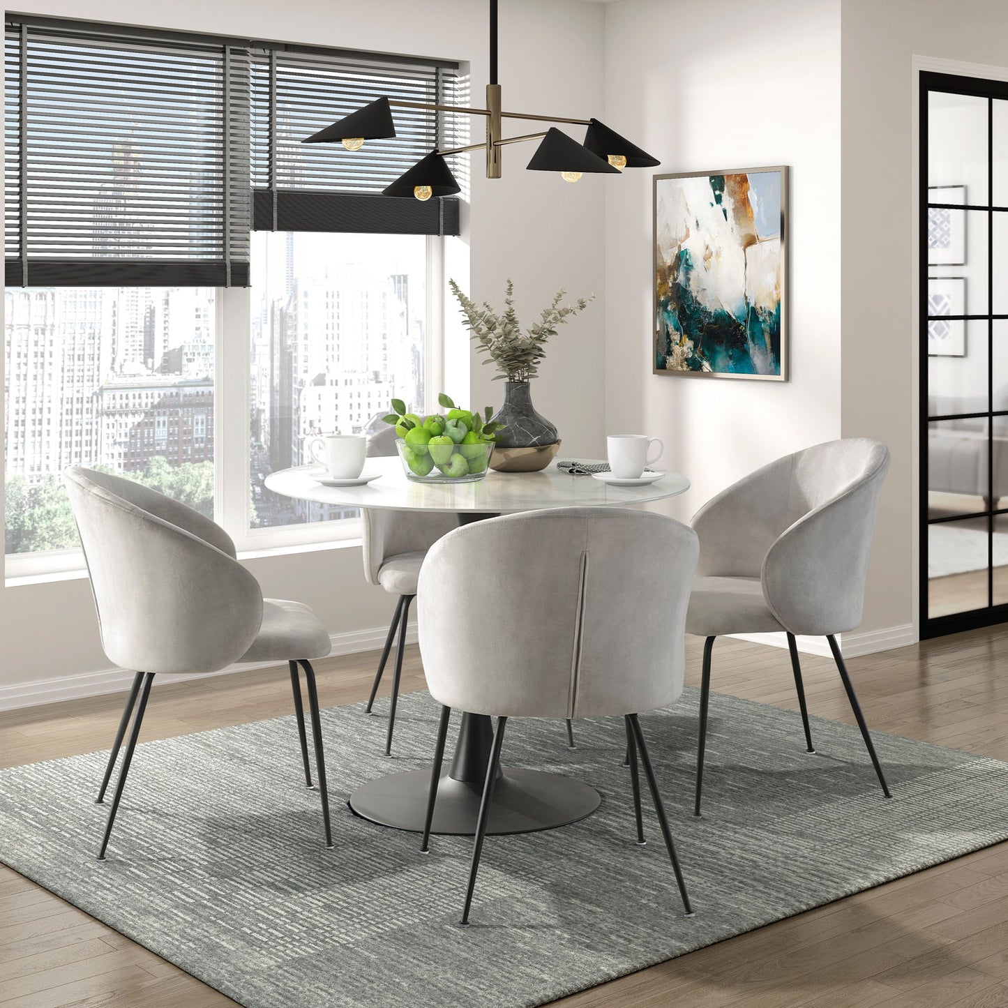 Velvet Upholstery Side Chairs 2 Piece Set With Metal Legs Modern Home Furniture - Beige