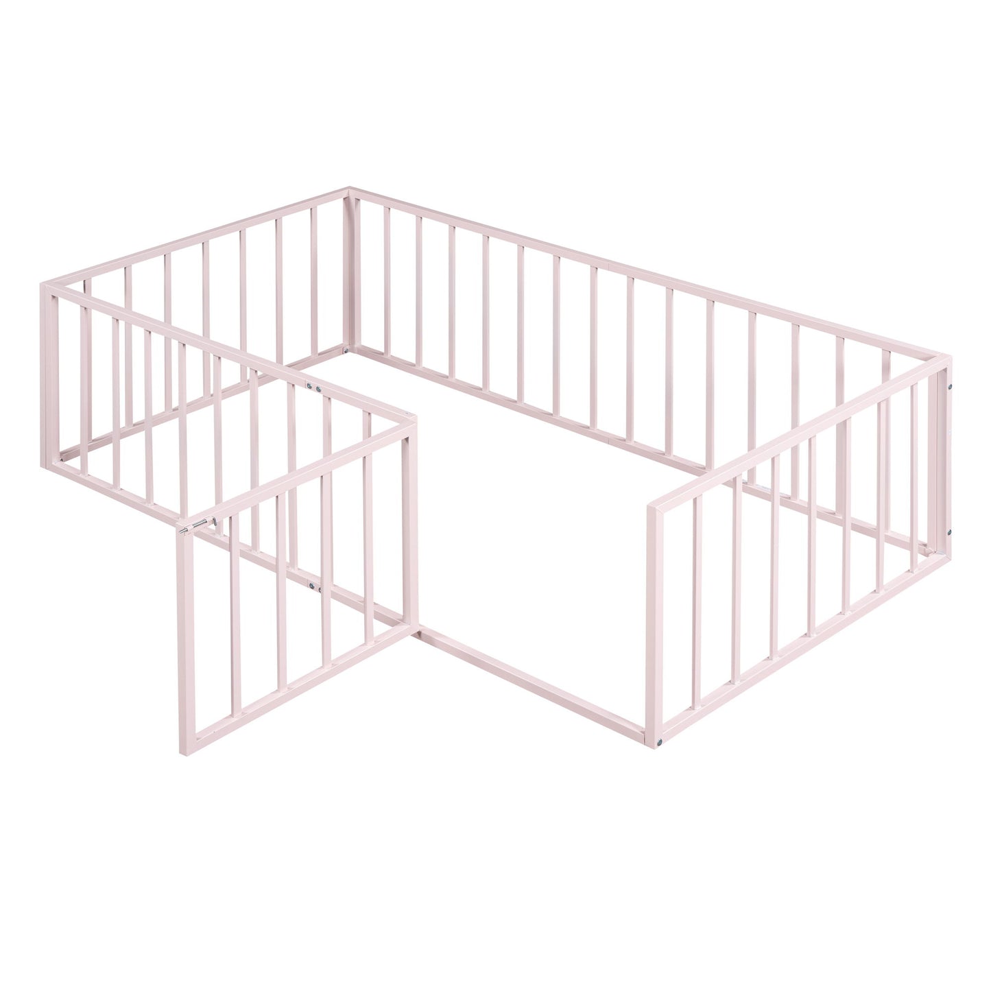 Metal Floor Bed Frame With Fence And Door