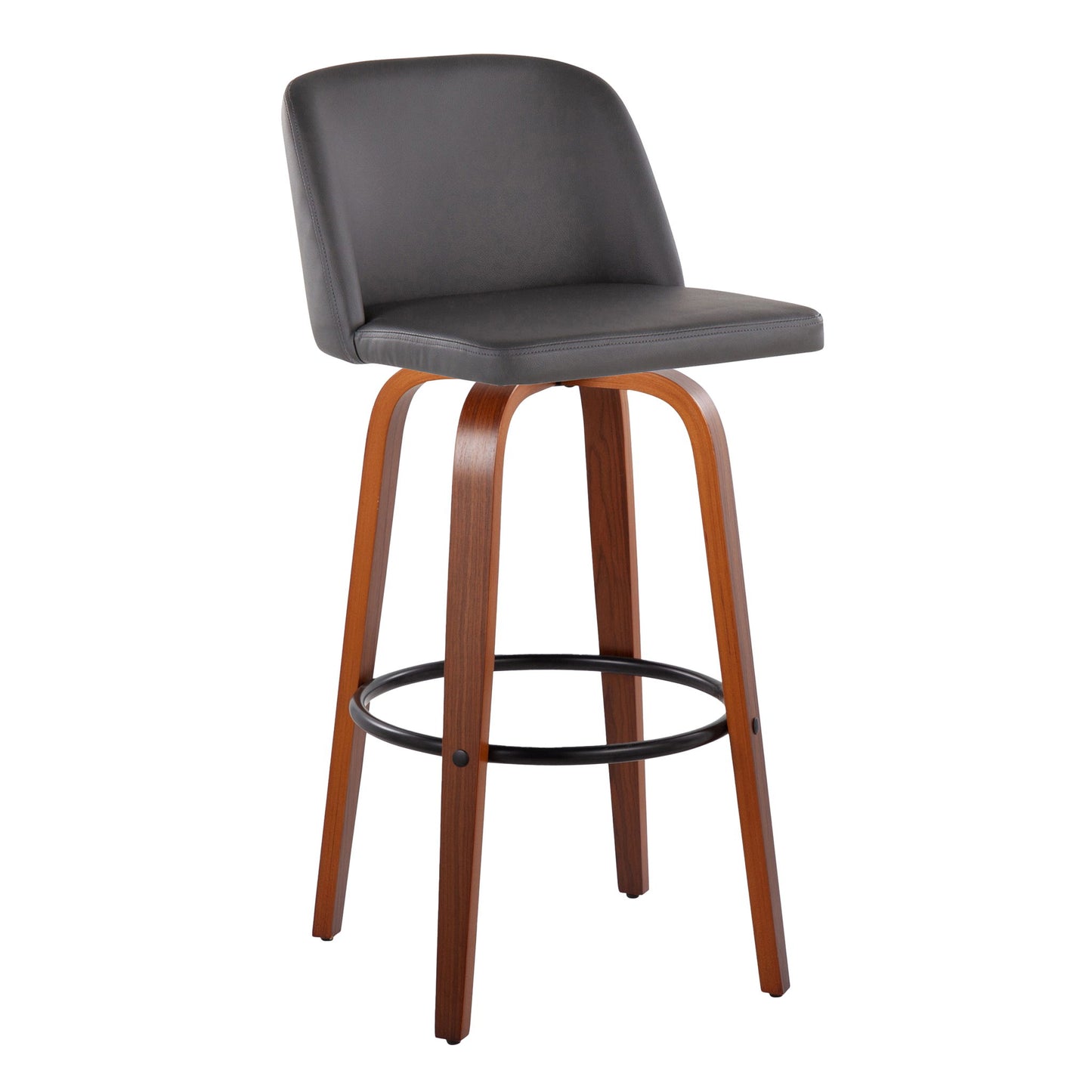 Toriano - Mid Century Modern Fixed Height Barstool Swivel And Round Footrest (Set of 2)