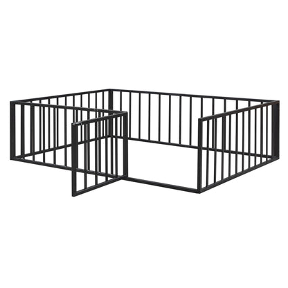 Metal Floor Bed Frame With Fence And Door