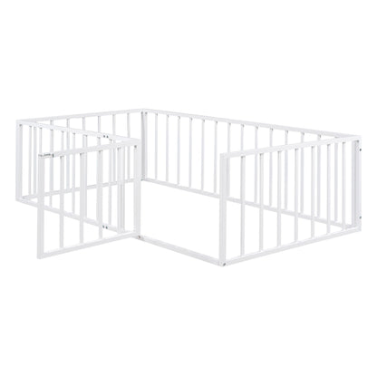 Metal Floor Bed Frame With Fence And Door