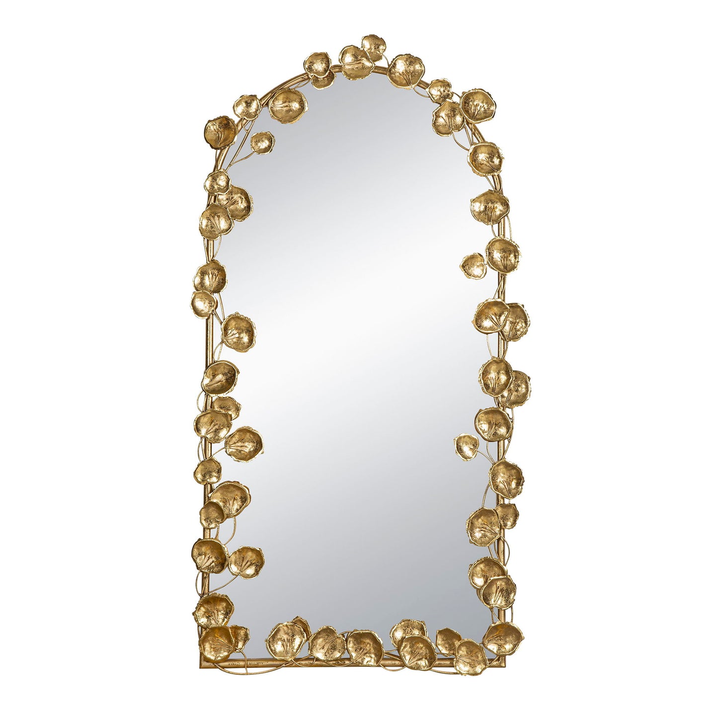 Full Length Arched Wall Mirror With en Leaf Accents Decorative Mirror For Living Room Bedroom - Gold