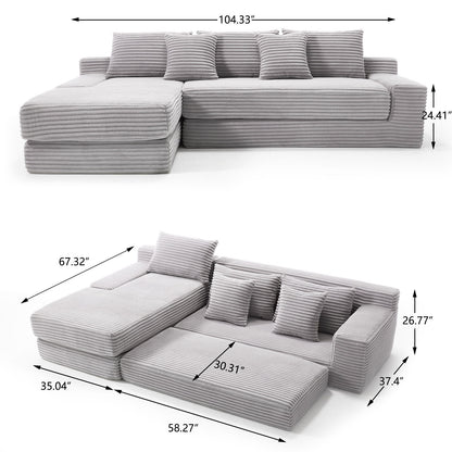 Modern L - Shaped Sectional Couch With Memory Foam