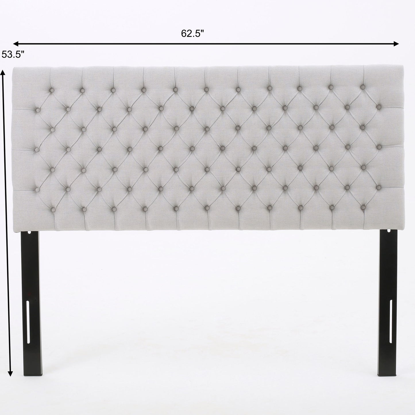 Queen Size Headboard With Button Tufting - Light Gray