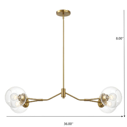 Jewel - 4 Lights Modern Farmhouse Chandelier Ceiling Hanging Light Fixture - Clear / Gold