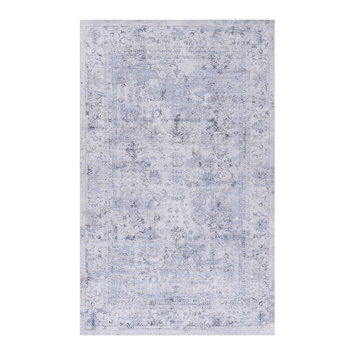 Maval - 2' X 3' Washable Area Rug - Blue / Cream