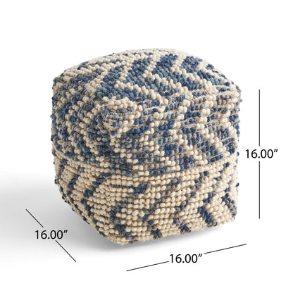 Alina - Wool And Cotton Pouf - Natural