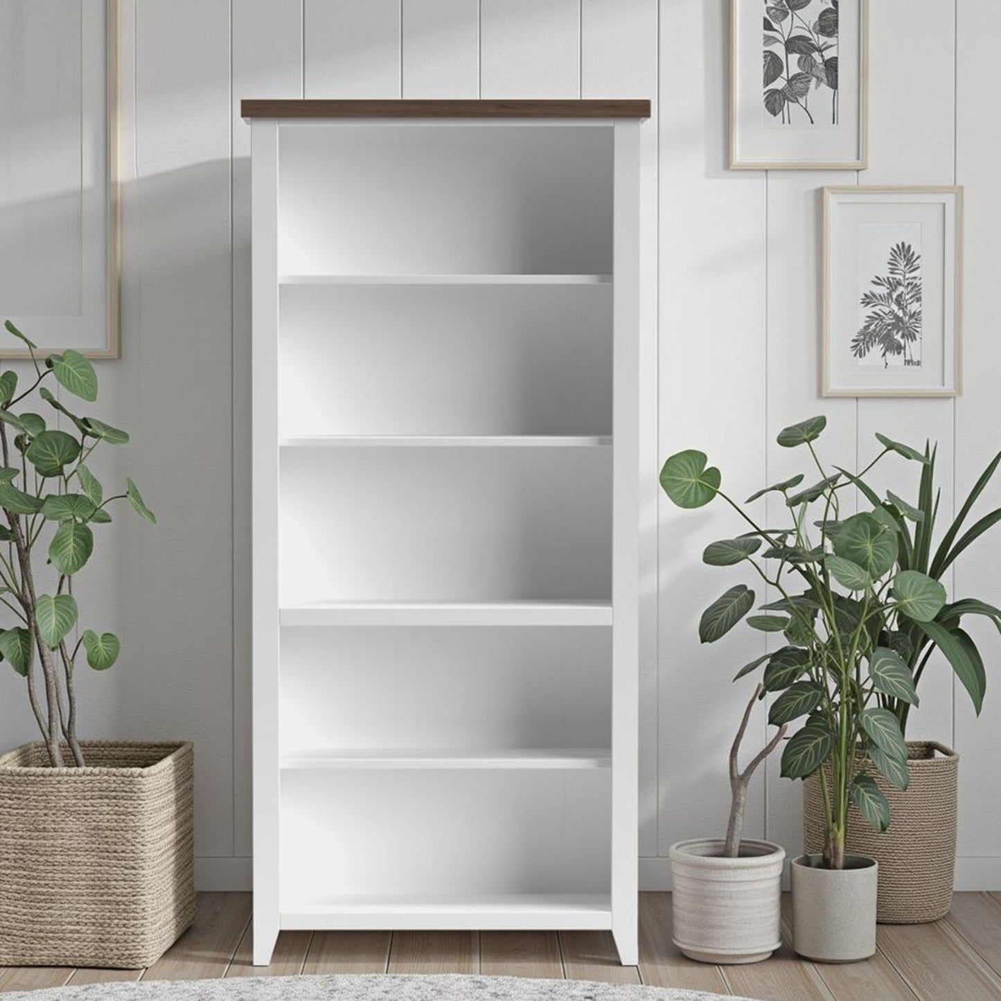 Hampton - High 5 Shelf Bookcase - Jasmine Whitewash / Barnwood