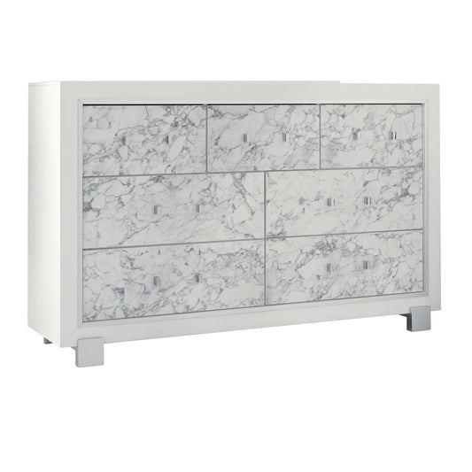 Skye - Marble Dresser - White