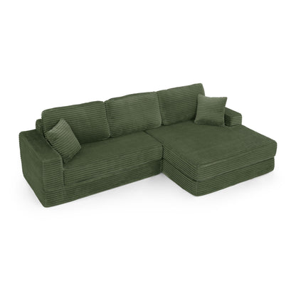 Modern Minimalist L Shape Modular Sectional Sofa, Corduroy Couch