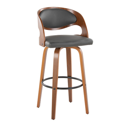 Pino - Mid Century Modern Fixed Height Barstool With Swivel & Round Footrest (Set of 2)