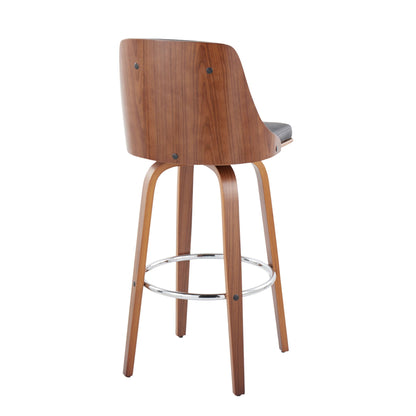 Gianna - Mid Century Modern Fixed Height Barstool With Swivel With Round Footrest (Set of 2)