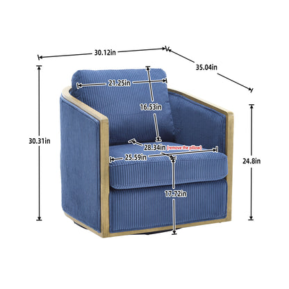 Corduroy Barrel Chair, 360 Degree Swivel