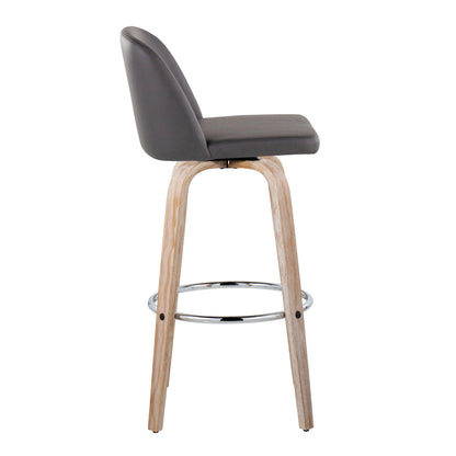 Toriano - Contemporary Fixed Height Barstool With Swivel & Round Footrest (Set of 2)