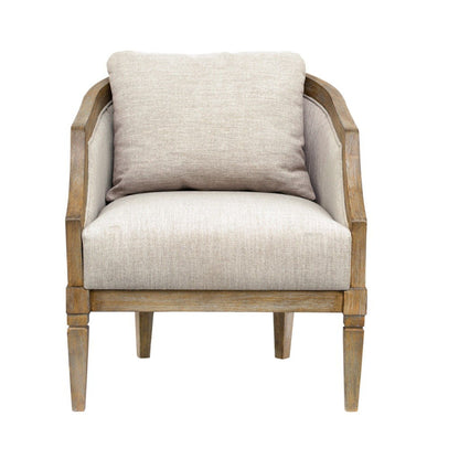Classic Chair With Solid Wood Frame And Jacquard Upholstery - Beige