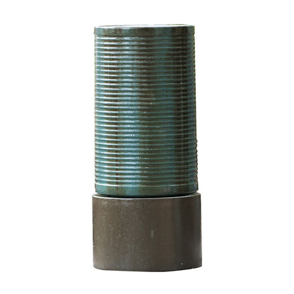Large Modern Cylinder Ribbed Tower Water Fountain, Contemporary Outdoor Bird Bath