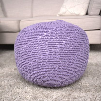 Bordeaux - Knitted Cotton Round Pouf Ottoman