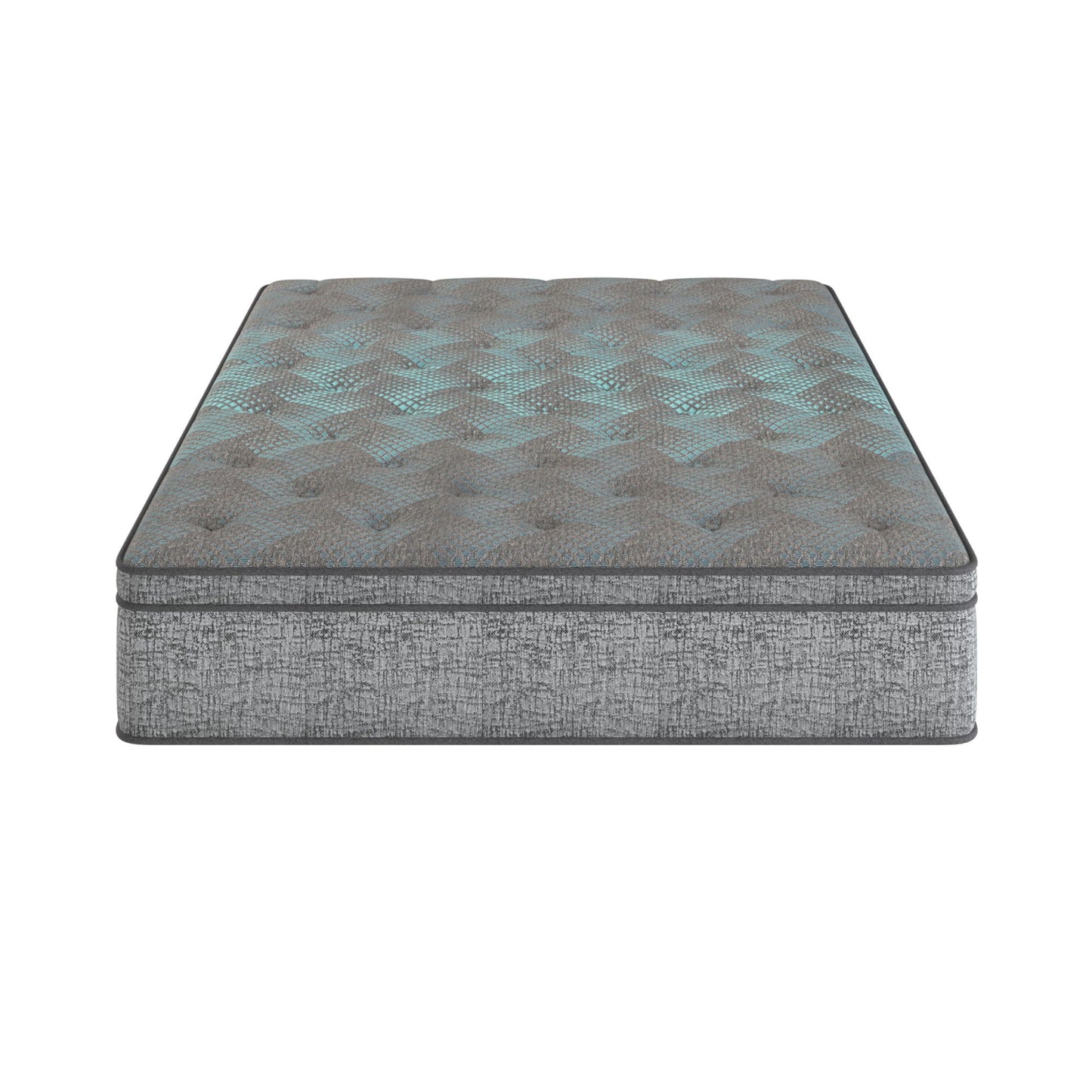 Comfort Care - 10" Twin Extra Long, Hybrid Euro Top Mattress Plush Comfort - Gray / Blue