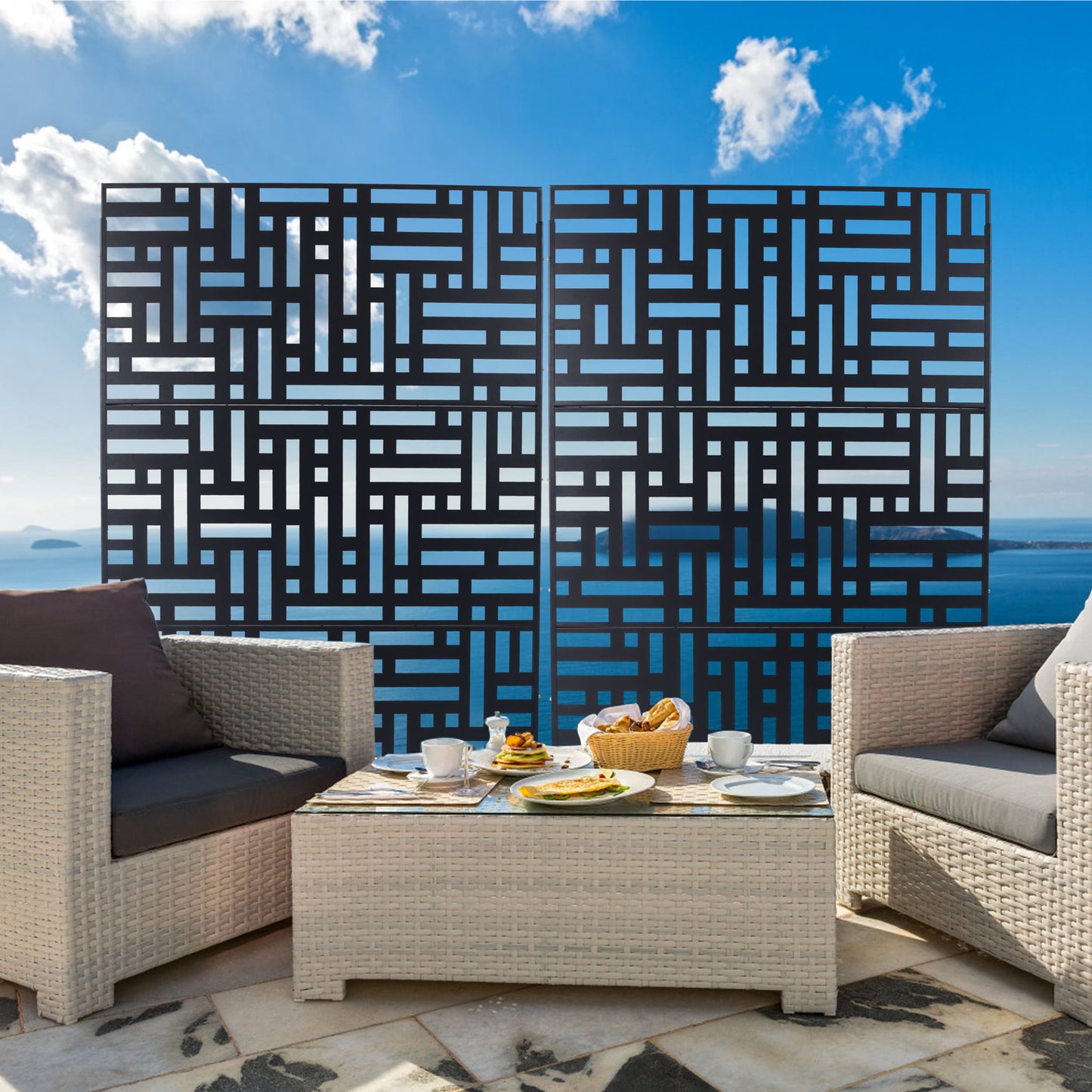 Decorative Freestanding Metal Privacy Screen For Indoor & Outdoor Use