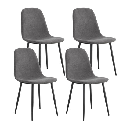 Modern Medieval Style Cushioned Side Chairs Set With Black Metal Legs For Kitchens