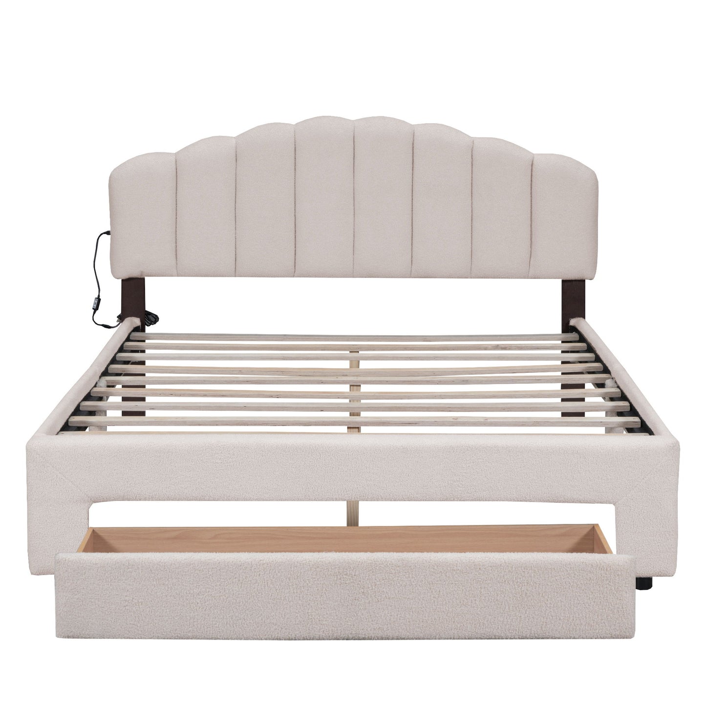 Upholstered Platform Bed With Drawer
