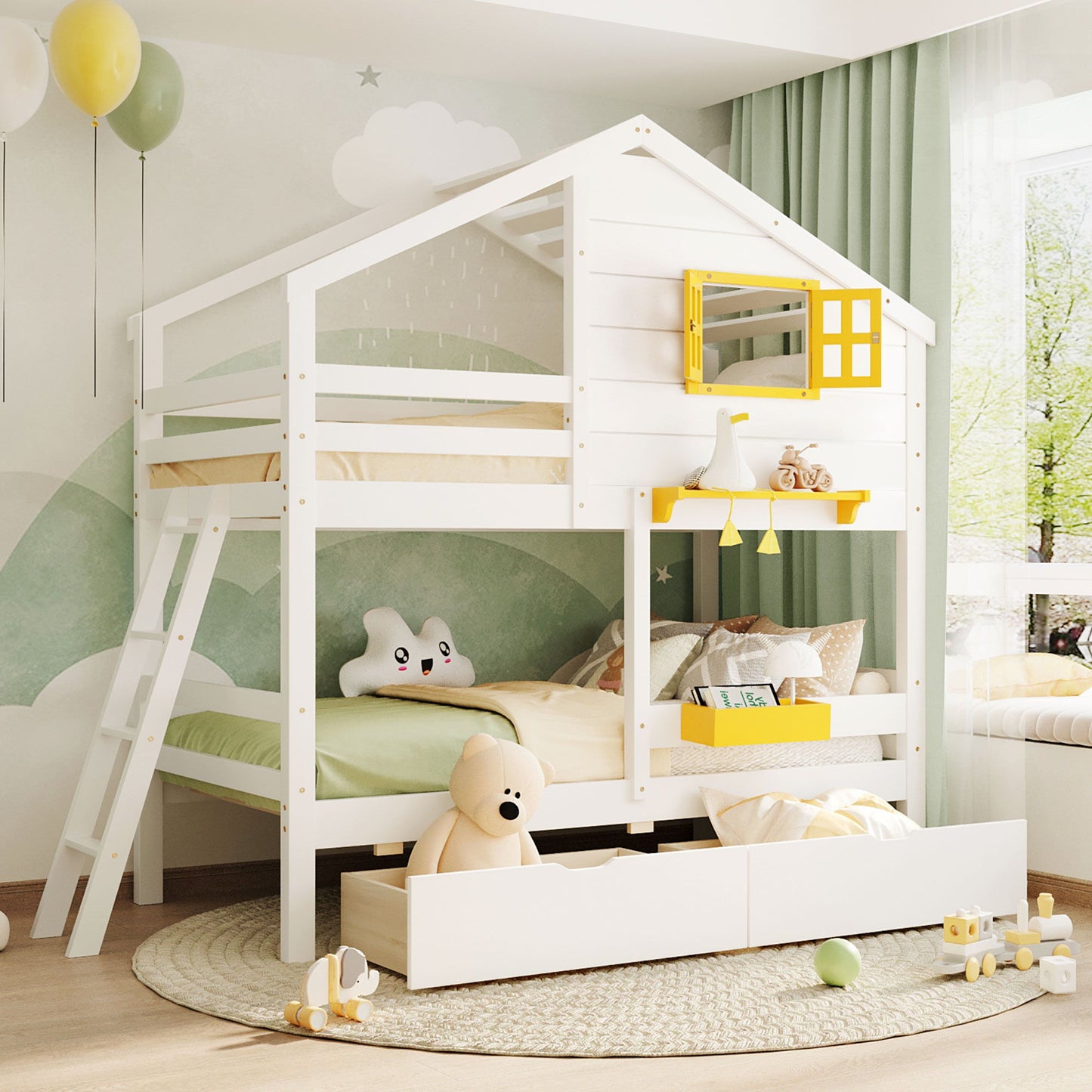 Bunk Bed With Playhouse Roof And Window